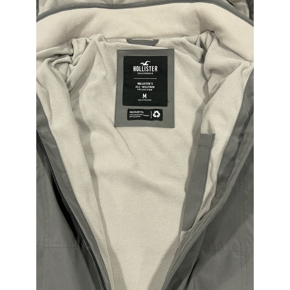 Hollister California All Weather Jacket Women's Medium Grey Hooded Winter Coat - Picture 14 of 16